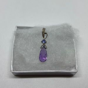 Solid 10k White Gold Pendant Diamond/Colored Stone